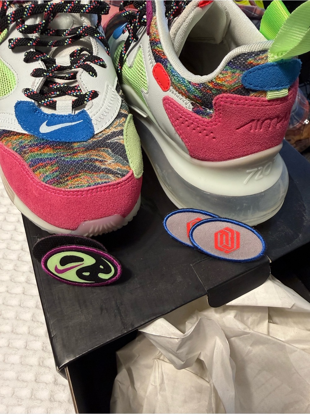 Nike Multicolor Knit & Suede Runner in Pink, Blue, Lime and White